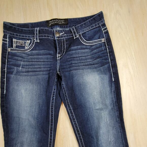 Maurices Premium Embellished Rhinestone Dark Wash Low Rise Denim Jeans 9/10 - Picture 2 of 12